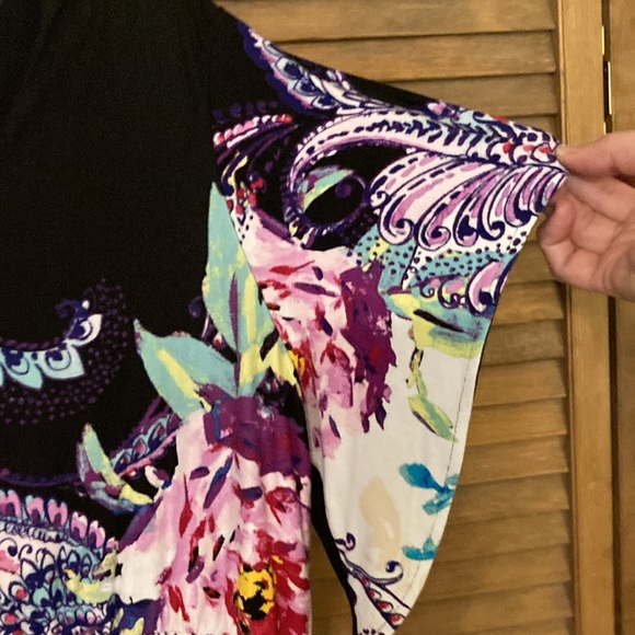 Chicos Short Sleeve Knit Maxi Dress Floral Print Size 2 (12/14) - Picture 6 of 14